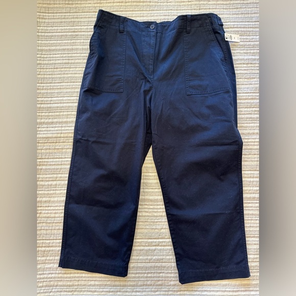 Talbots Women’s High Waist Patch Pocket Crop Pants 16P Petite Navy Blue NWT - Picture 1 of 10